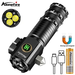 Linterna táctica LED 18650 USB recargable con imán