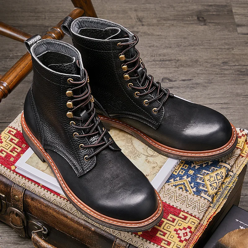 KOWM Botas Tácticas Piel Britânica Suela Gruesa Senderismo - imagen 4
