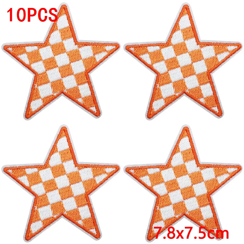Parche termoadhesivo bordado naranja con lentejuelas estrellas lazos - imagen 4