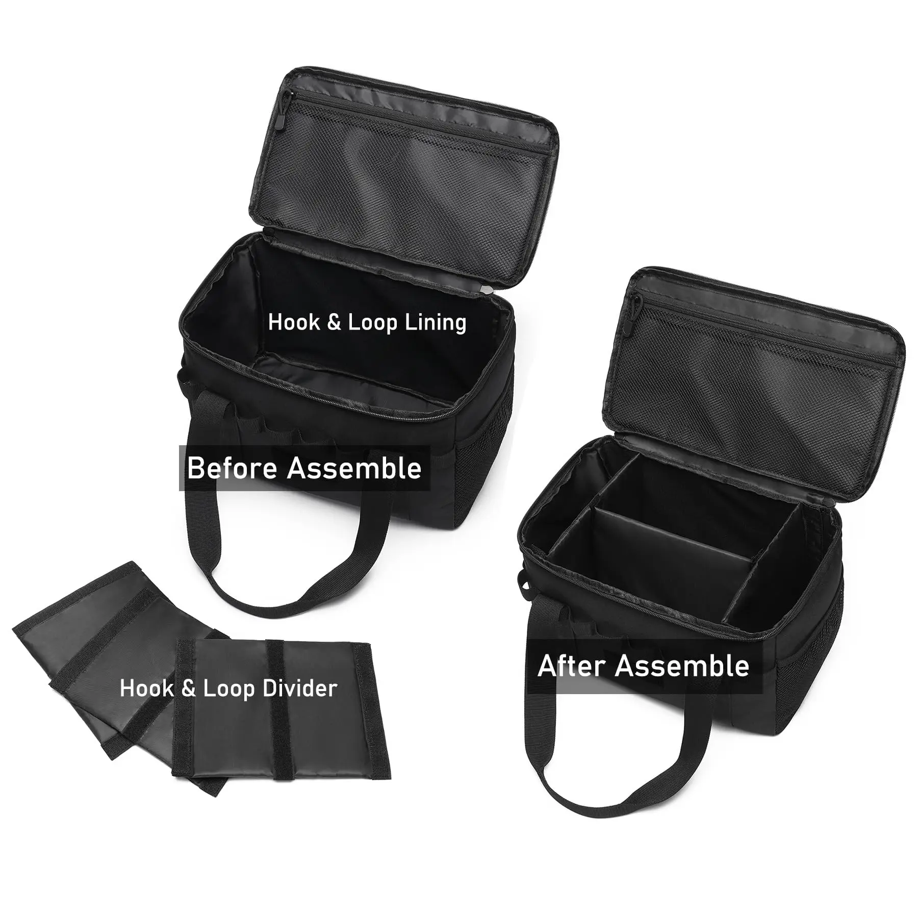 Bolsa táctica negra con organizador y múltiples compartimentos - imagen 5