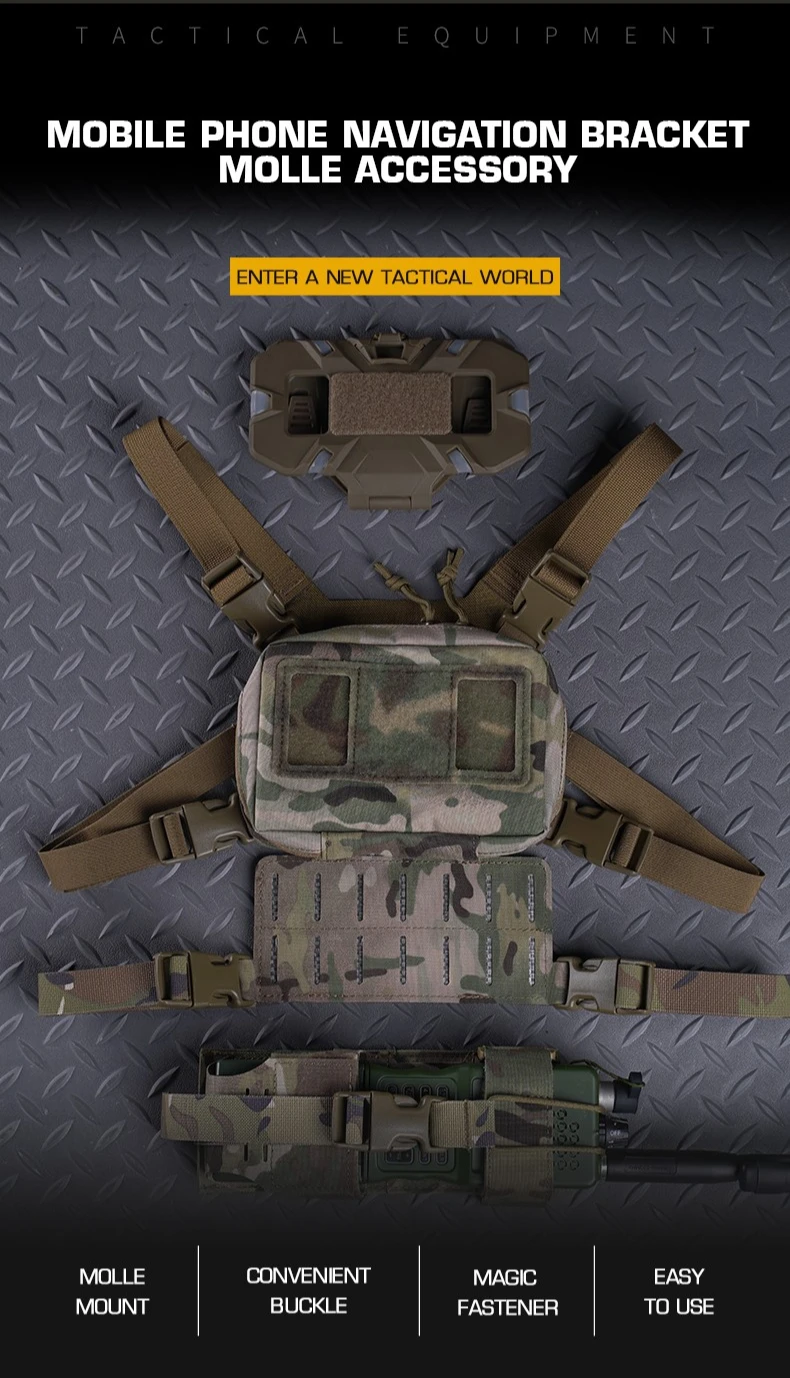 Soporte MOLLE negro mate para teléfono