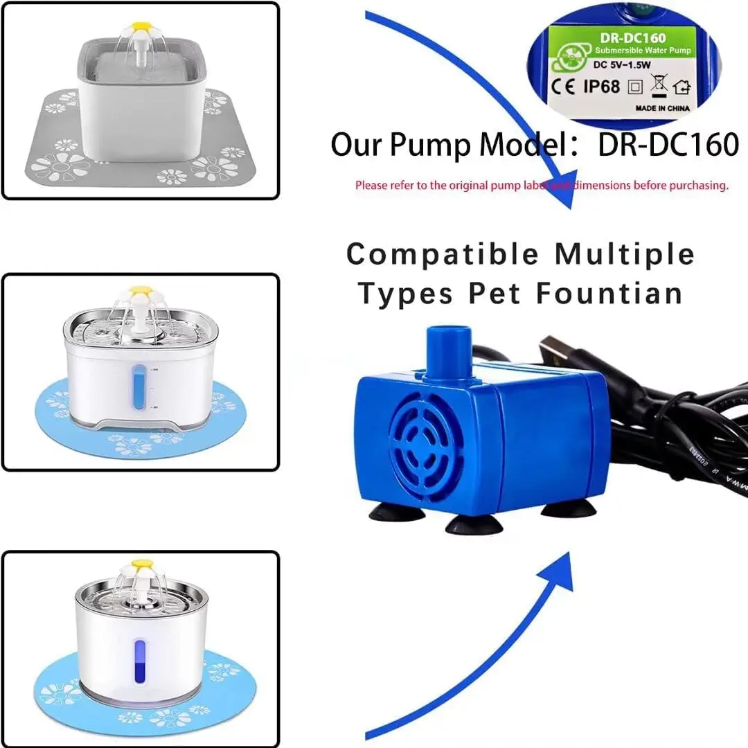 Bomba de agua W5ater bebedero mascotas LED azul USB - imagen 4