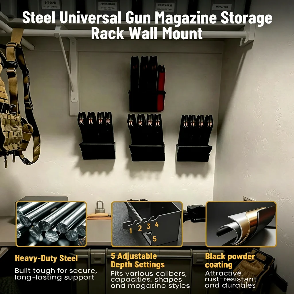 Portacargador mural universal compatible AR15 AR10 AK47 M4 – soporte pared - imagen 3