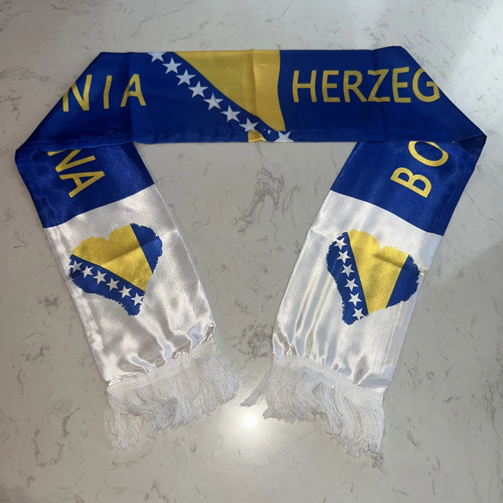 Bufanda bandera Bosnia y Herzegovina satén doble para fútbol - imagen 5