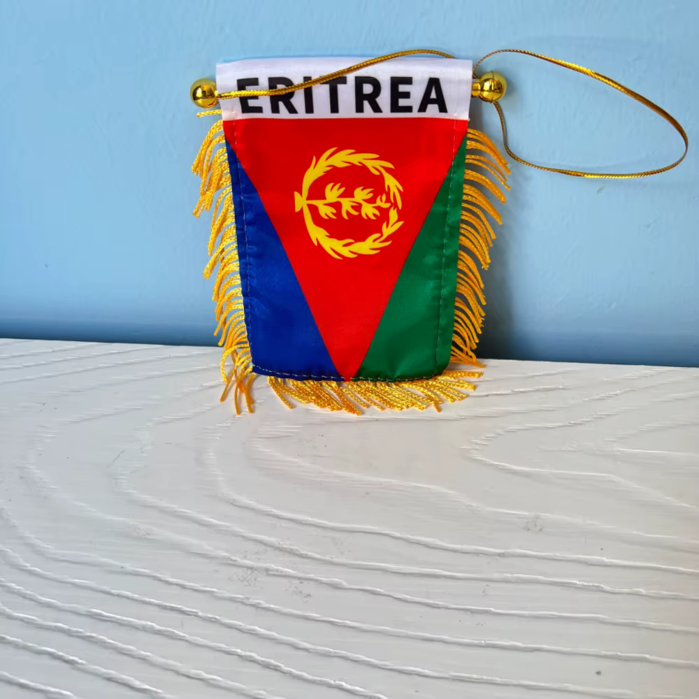 Bandera de Eritrea de poliéster para coche, banderín colgante