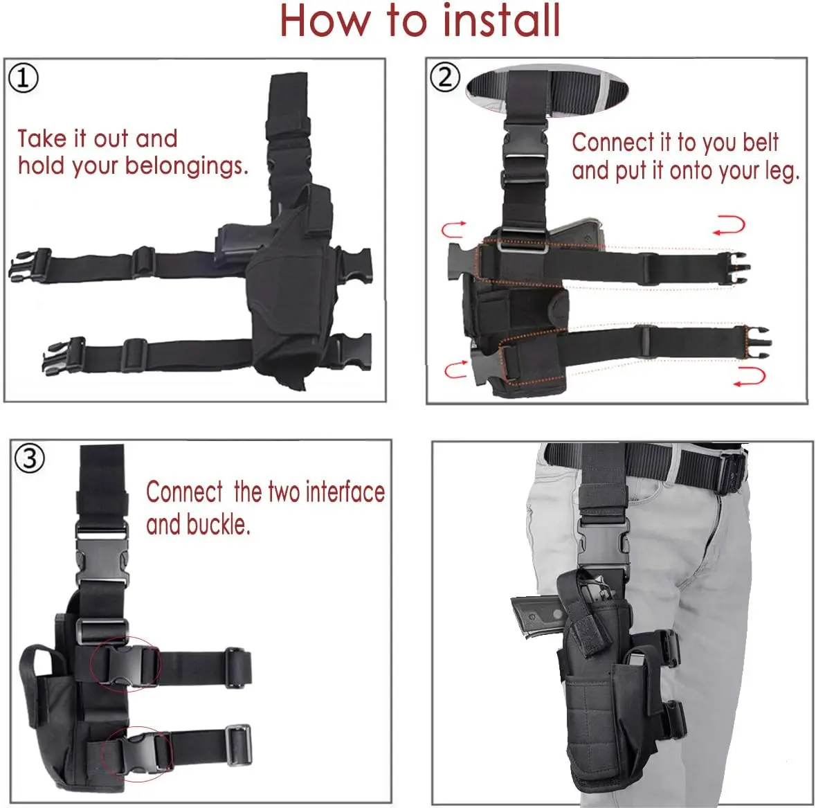 Configuración simétrica para llevar una funda en cada muslo