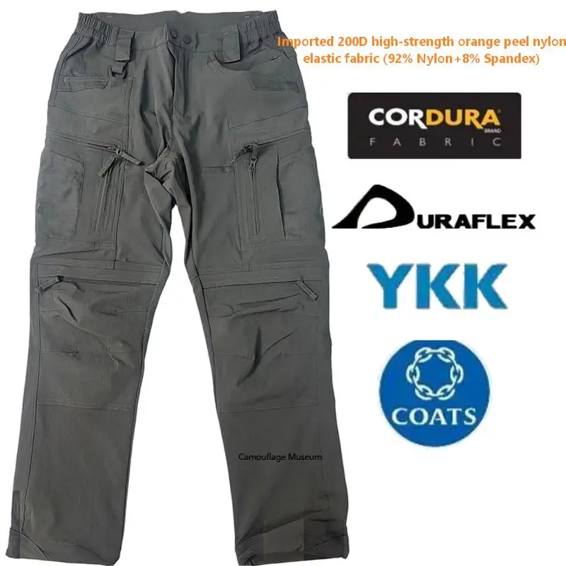 UF pantalones tácticos impermeables grises piel de naranja nailon - imagen 3