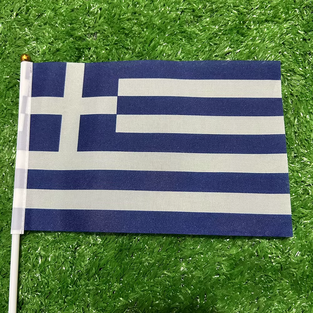 Bandera de Grecia poliéster con asta plástica para exterior - imagen 5