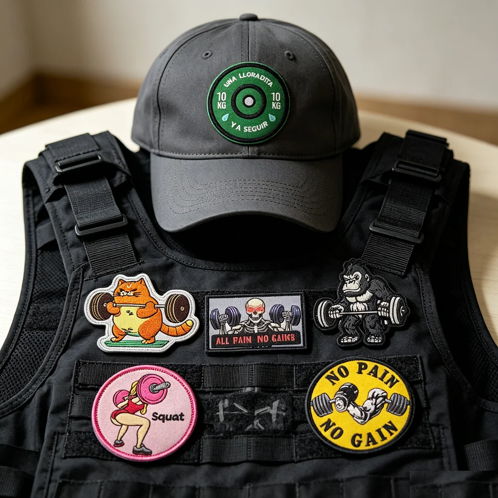 Parche bordado conejo culturista con velcro para chaquetas y mochilas - imagen 2
