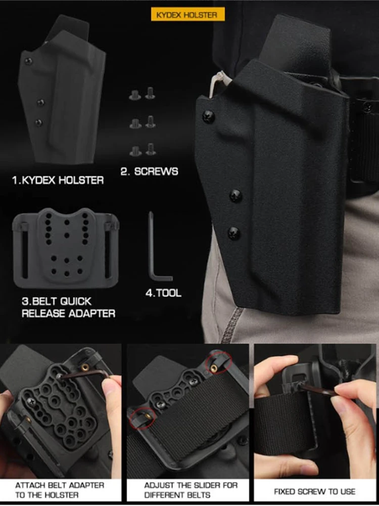 Vista general de la funda Kydex negra