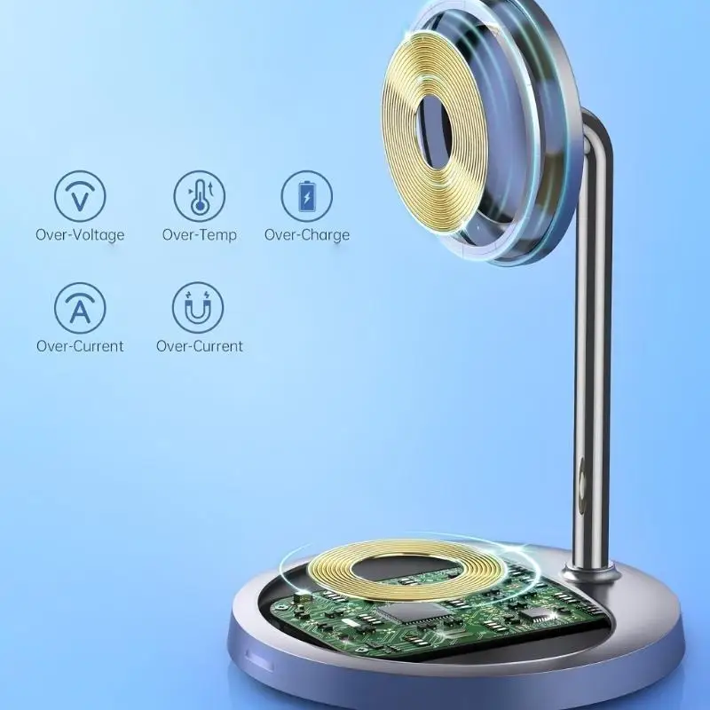 Cargador inalámbrico magnético carga rápida con soporte ajustable - imagen 5