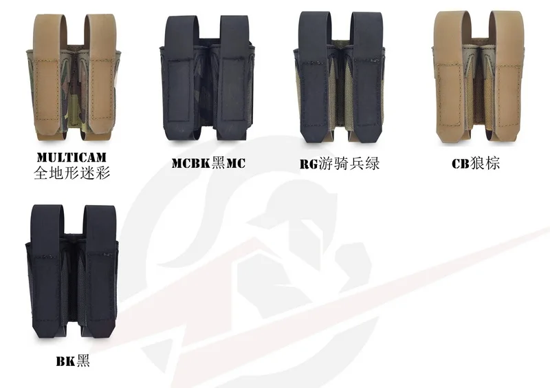 Bolsa táctica doble para cargadores de 9 mm vista frontal