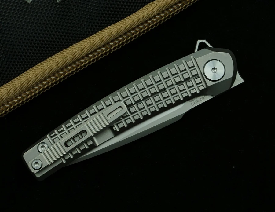 LEMIFSHE JR9613 Cuchillo plegable táctico M390 titanio - imagen 4