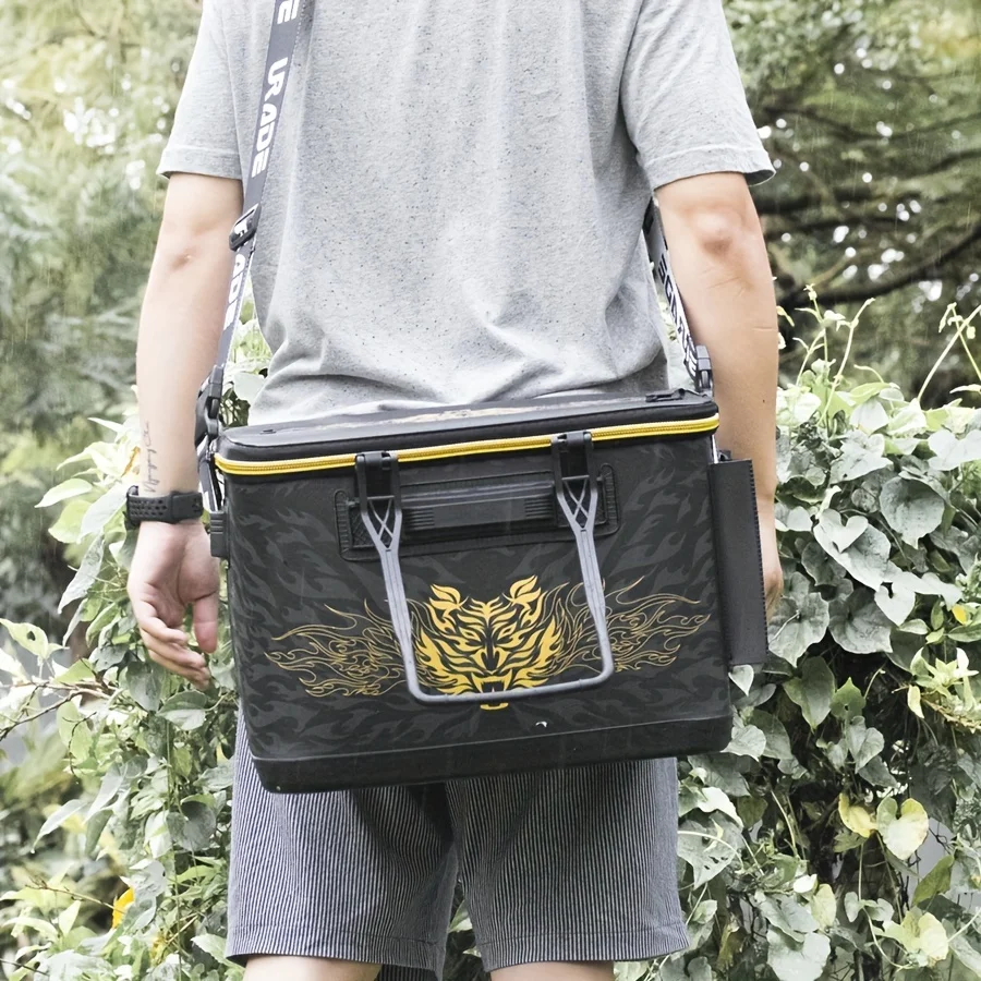 Caja de pesca resistente negra con diseño dragón dorado estanca - imagen 2