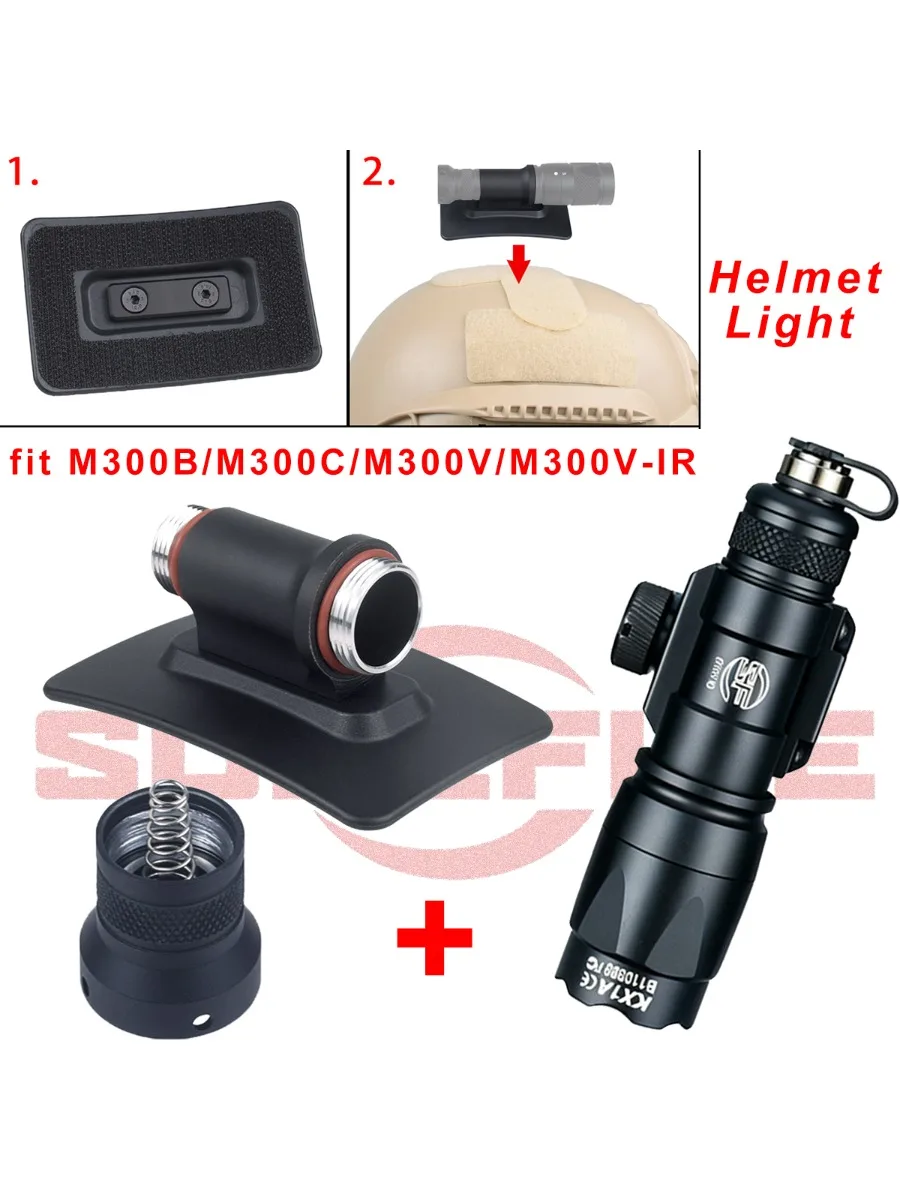 Luz Táctica para Casco M300: cuerpo de luz y montaje seguro
