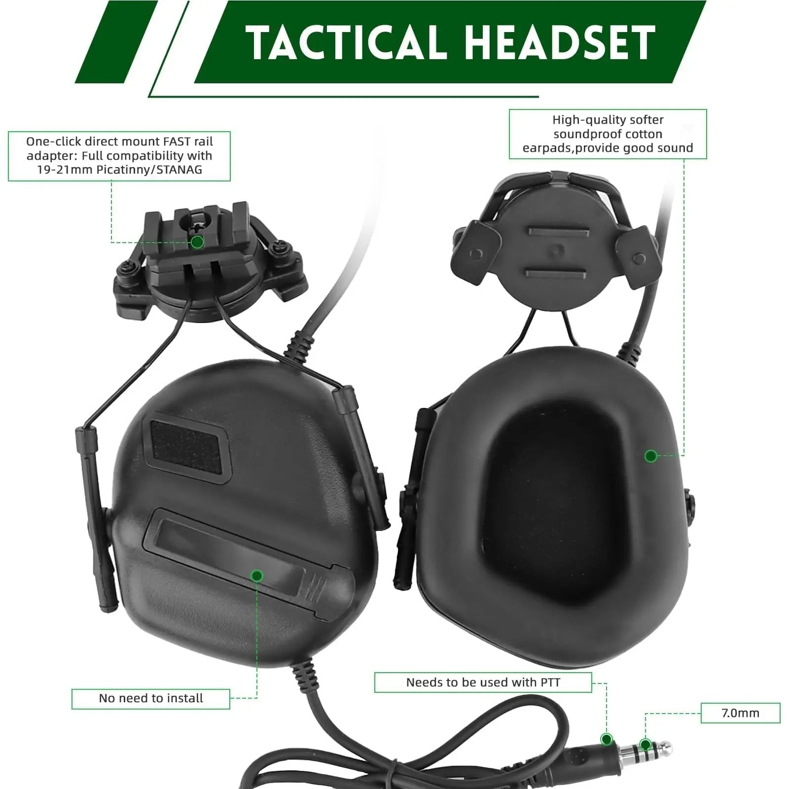 Casco táctico airsoft con NVG abatible y headset PJ - imagen 4