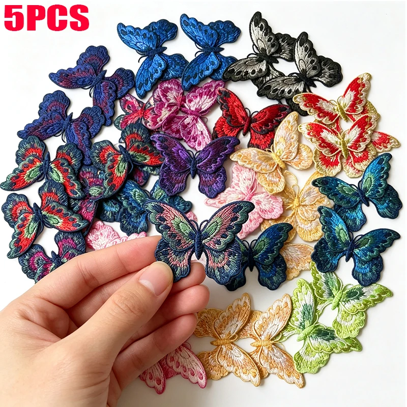 Parche bordado mariposas y flores solubles en agua para ropa - imagen 4