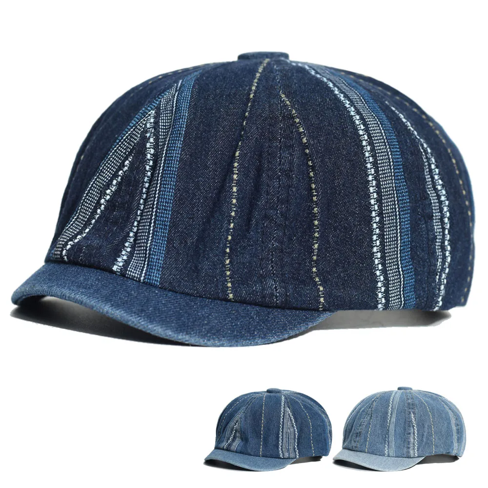 Gorra estilo Gatsby de denim retro para exterior y conducción