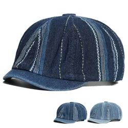 Gorra estilo Gatsby de denim retro para exterior y conducción