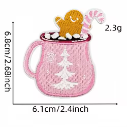 Parche bordado para planchar Navidad Papá Noel rosa y muñeco de nieve