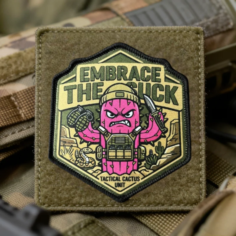 Cactus Soldier Parche bordado táctico con gancho y bucle - imagen 3