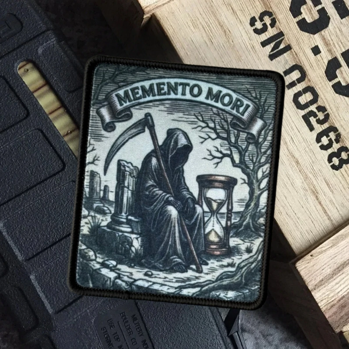 Reaper Parche táctico Memento Mori velcro para uniforme - imagen 5