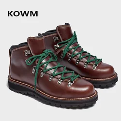 KOWM Botas de senderismo impermeables piel de vaca tobillo Goodyear