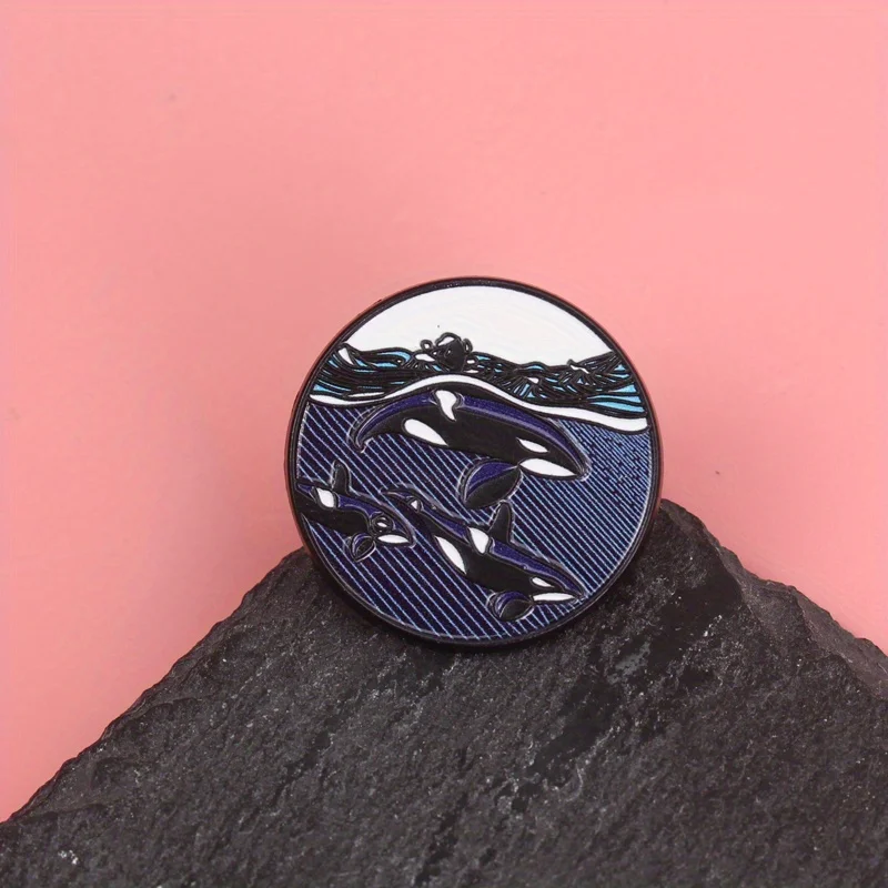 The Whale Lover broche esmaltado Orca Sea Wave para fans de ballenas - imagen 5
