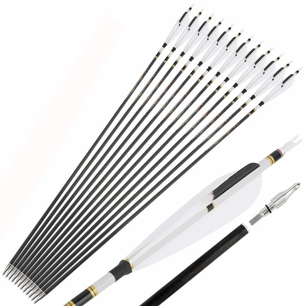 Flechas de carbono para arco de caza, práctica de tiro al blanco - imagen 5