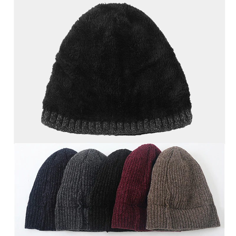 Gorro de punto táctico sin ala de felpa cálida – calavera liso - imagen 5