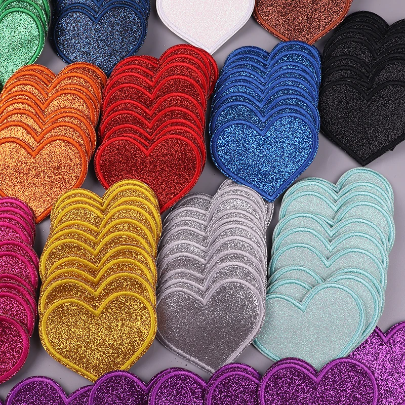 Parches termoadhesivos bordados con purpurina corazón y estrella - imagen 4