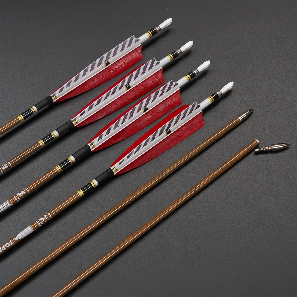 Toparchery Flechas de Carbono 32" – Plumas de Pavo, Spine 300-600