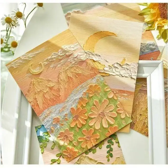 Tarjetas decorativas óleo paisajes cuatro estaciones – Kit diario artesanal pared - imagen 2