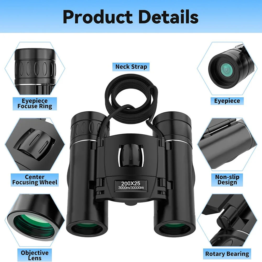 Binoculares compactos de bolsillo con prisma Bak4 para caza y conciertos - imagen 2
