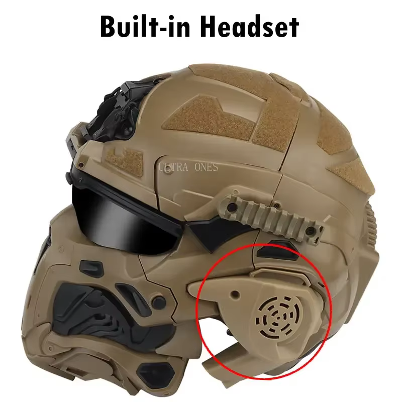 Casco táctico Airsoft completo con auricular comunicación – Protección paintball y tiro - imagen 5