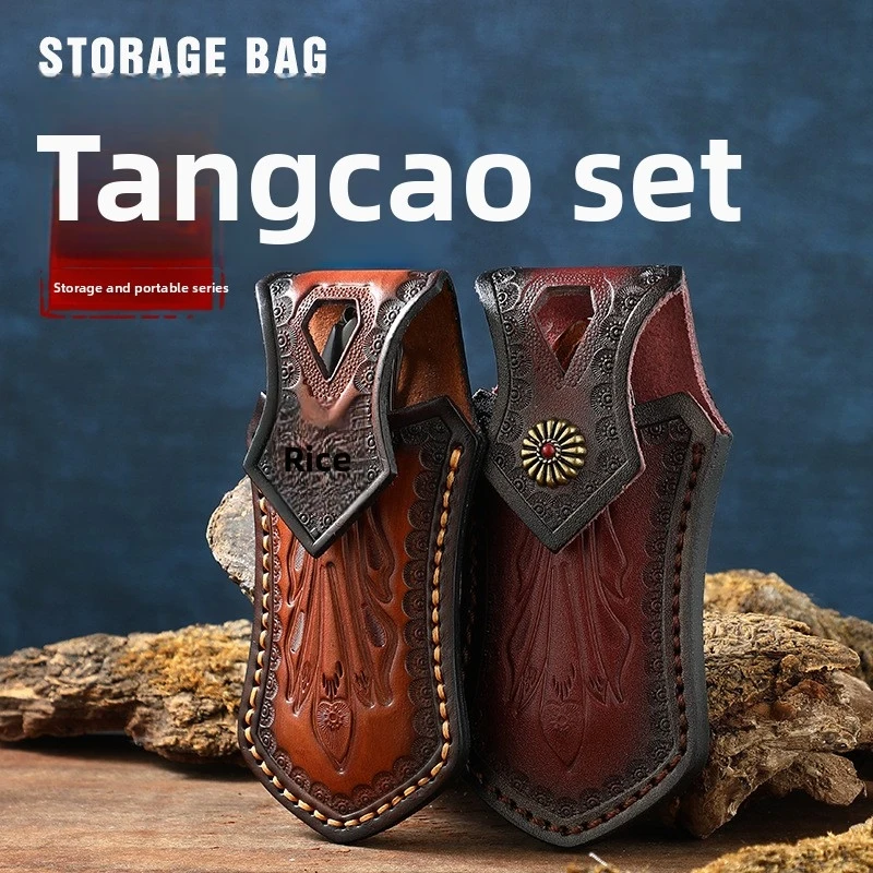 Funda táctica cuchillo plegable cuero curtido vegetal – bolsa cinturón