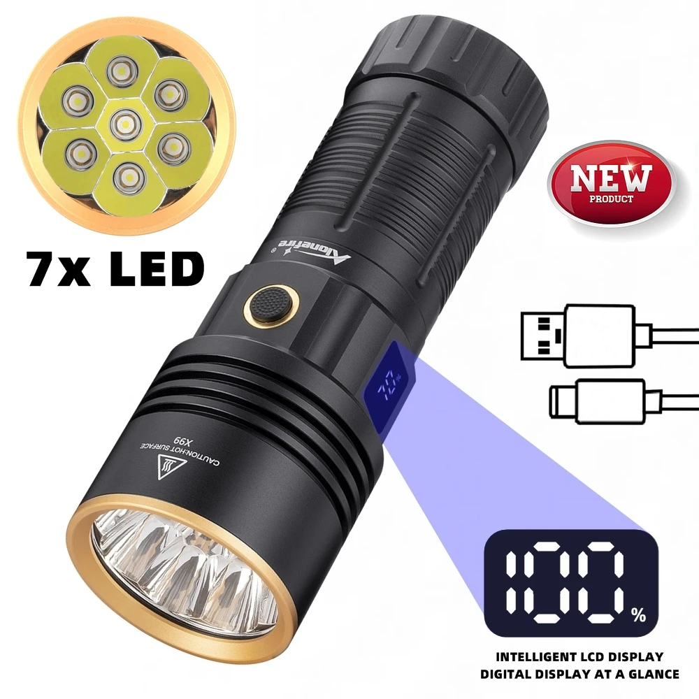 Linterna LED Táctica Recargable por USB Impermeable para Exteriores