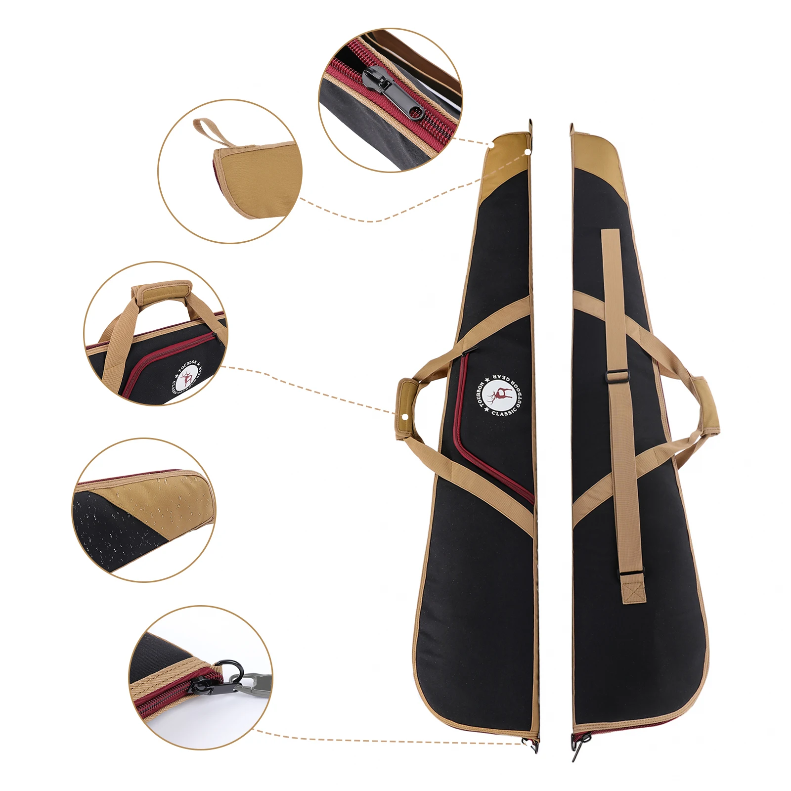 Funda acolchada para escopeta de caza – Nailon negro con cremallera y bolsillo - imagen 5