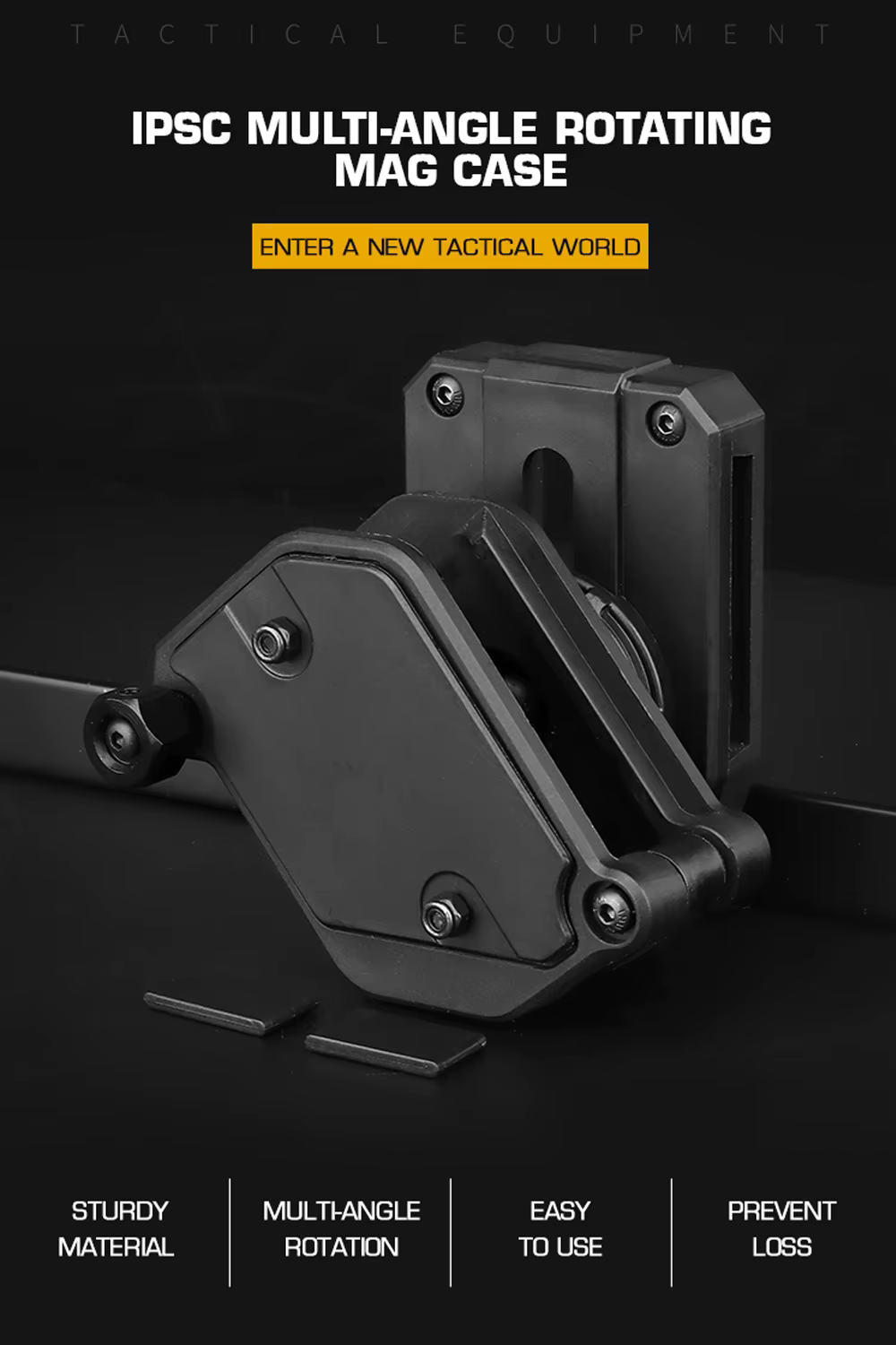 Funda táctica giratoria multiángulo vista frontal en negro