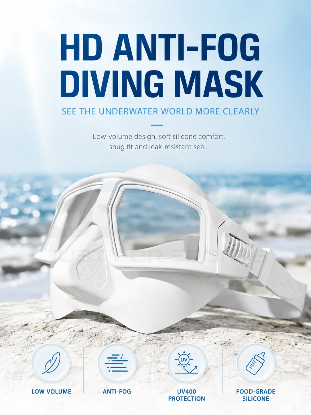 JSJM Máscara de buceo de bajo volumen antivaho para apnea y snorkel - imagen 4