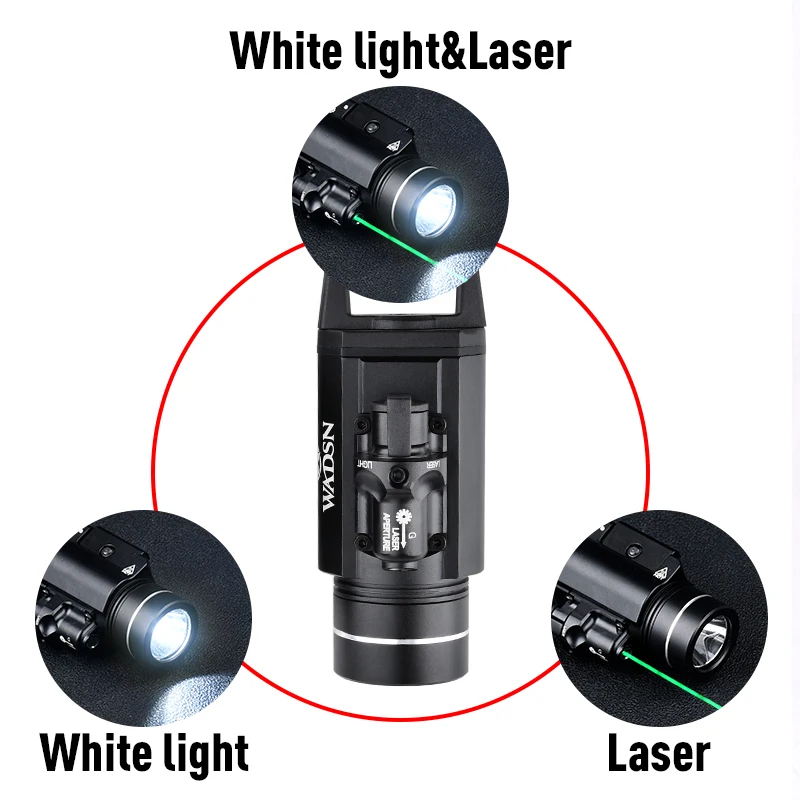 WADSN Linterna táctica con láser, LED blanco y Picatinny - imagen 2