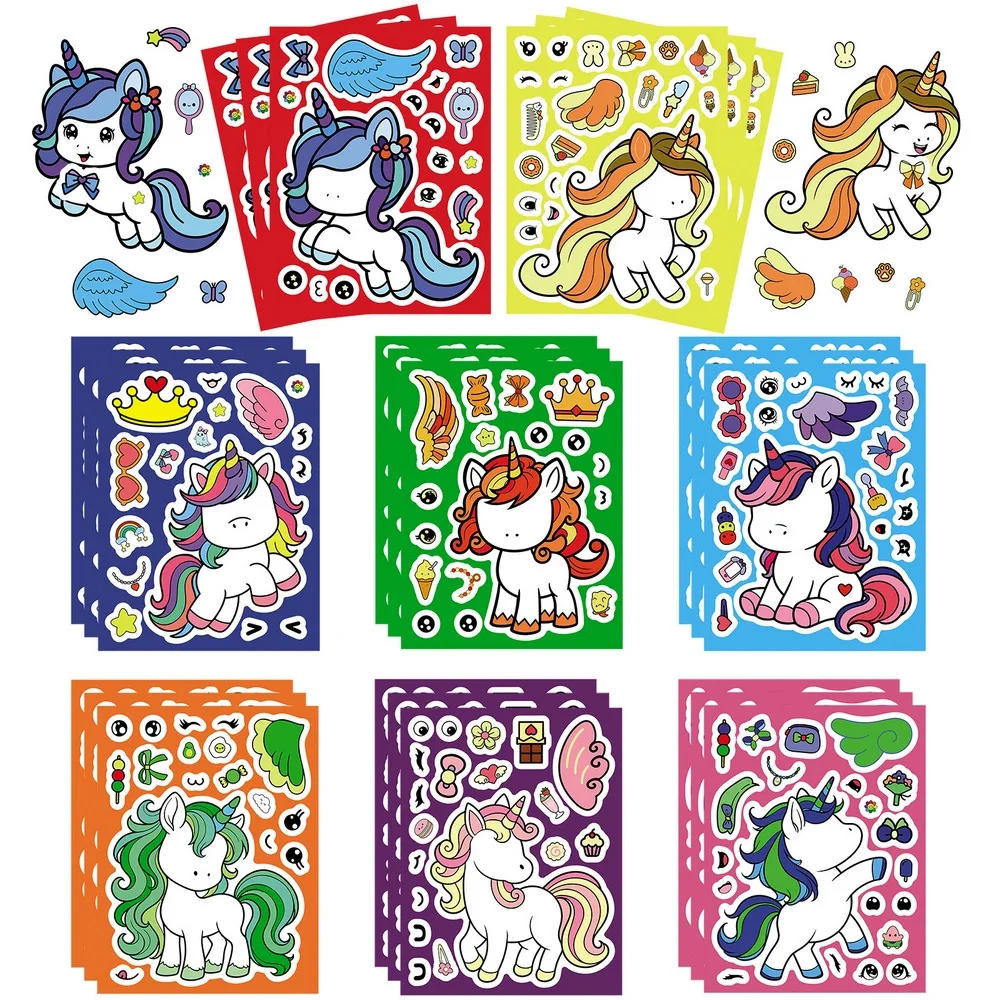 Pegatinas unicornio faciales y para manualidades de cumpleaños - imagen 3