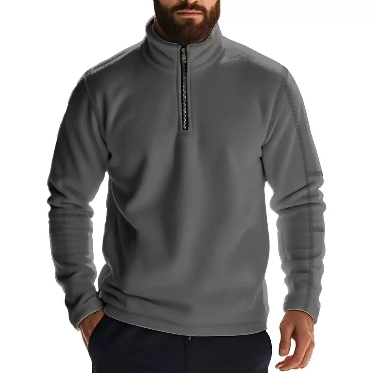 Chaqueta de forro polar cargo táctica hombre, cuello estándar - imagen 3