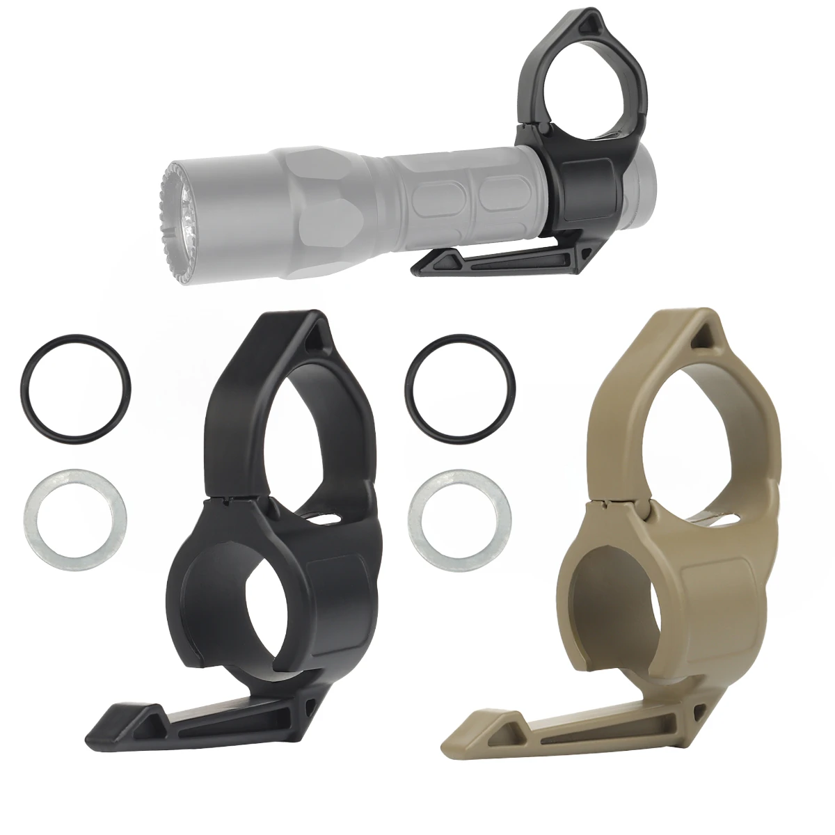 Anillo antideslizante táctico para linterna con clip adaptador - imagen 2