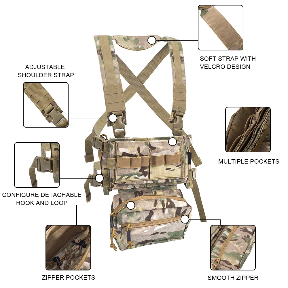 Pechera táctica Molle MK3 de nylon para airsoft y caza - imagen 4