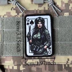 Parche táctico Reina de Espadas estilo waifu con velcro