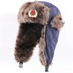 Gorro táctico soviético con emblema y protección auditiva