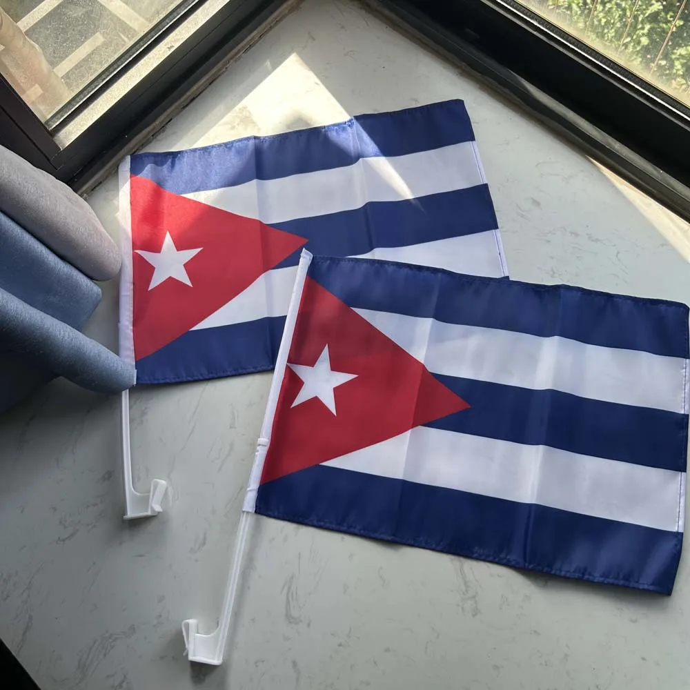 Bandera de Cuba para coche de poliéster, con asta de plástico - imagen 4
