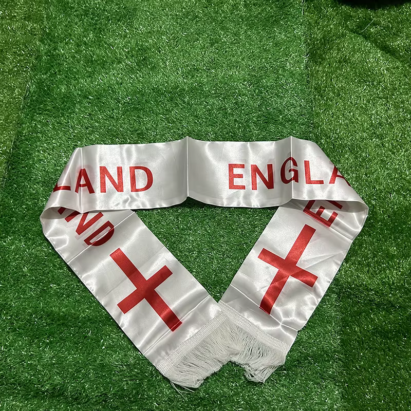 Bufanda de fútbol Inglaterra bandera doble cara con borlas