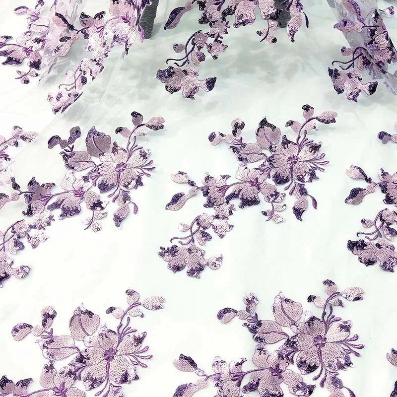 Aplique bordado floral 3D lentejuelas encaje artesanal para vestido - imagen 4